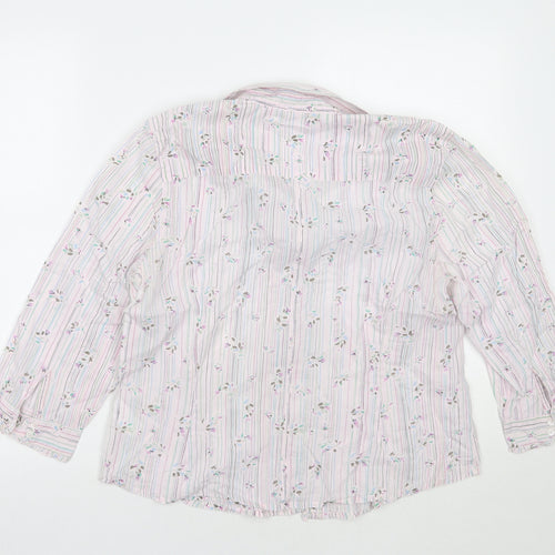Monsoon Womens White Striped  Basic Button-Up Size M