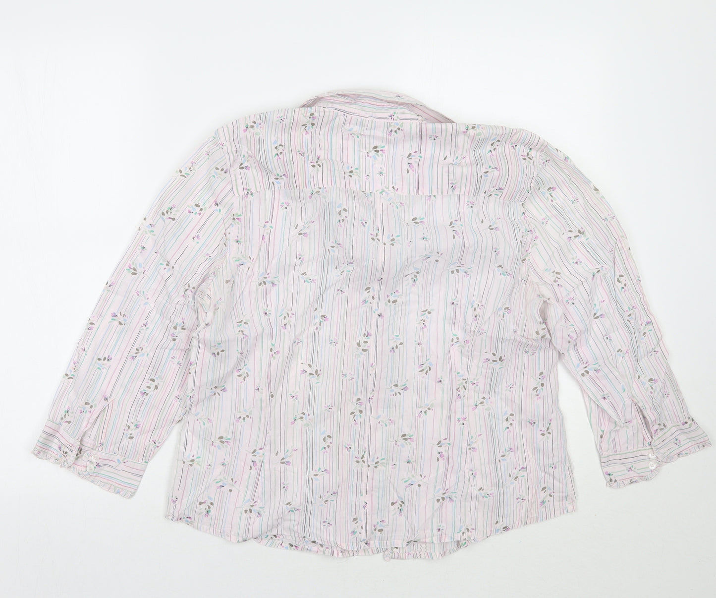 Monsoon Womens White Striped  Basic Button-Up Size M