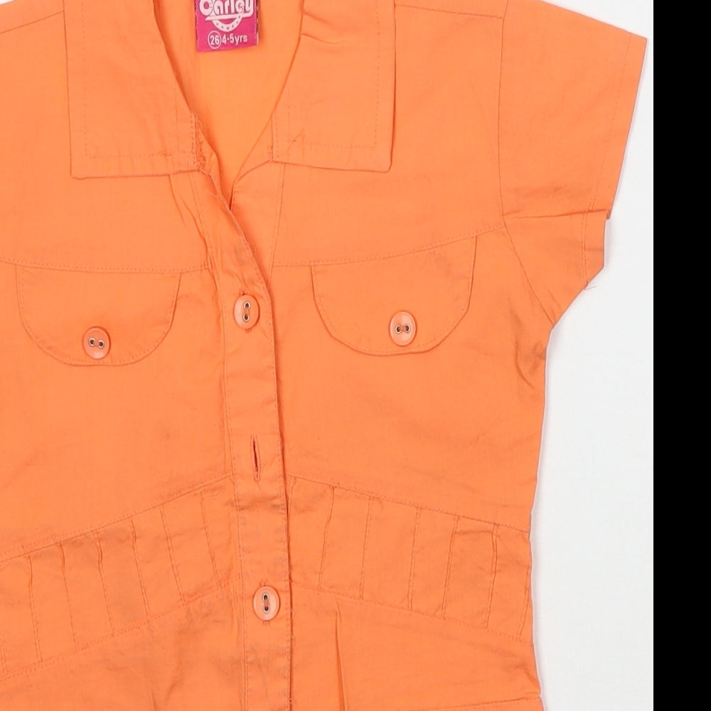 Carley Girls Orange   Basic Button-Up Size 4-5 Years