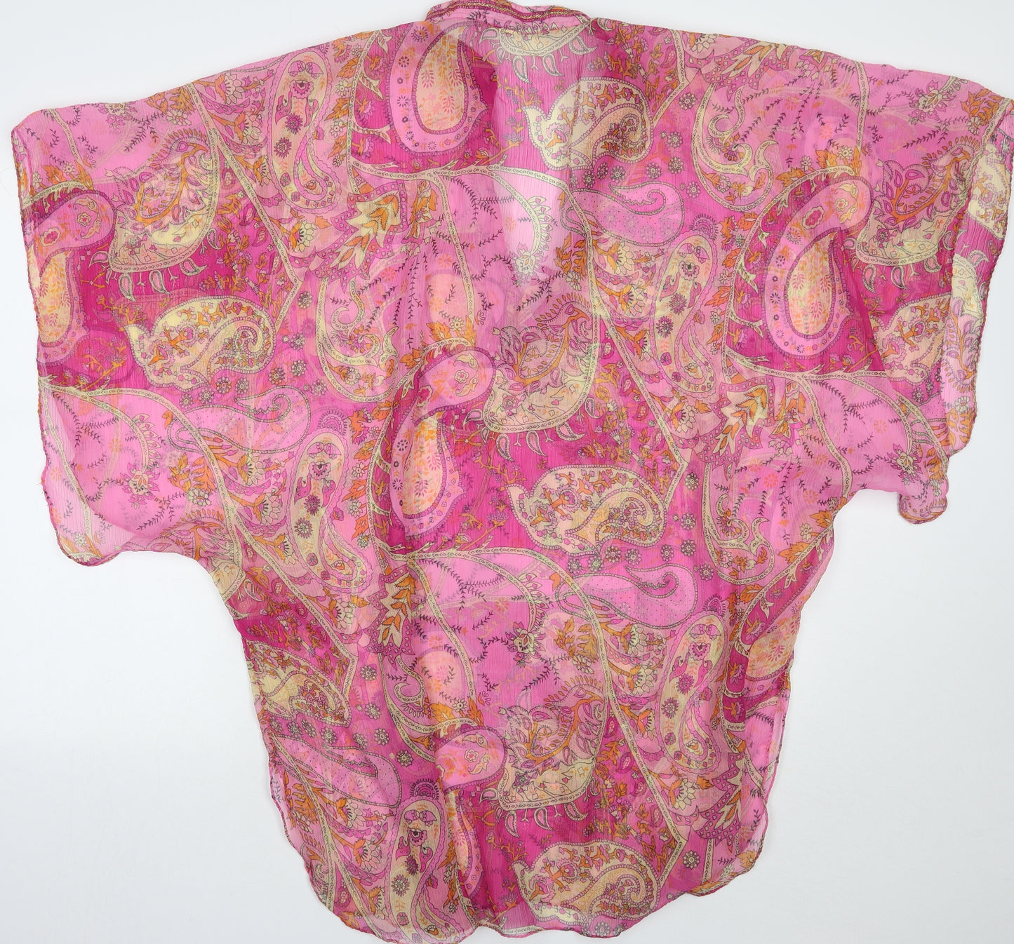 Preworn Womens Pink Paisley  Kimono Blouse One Size