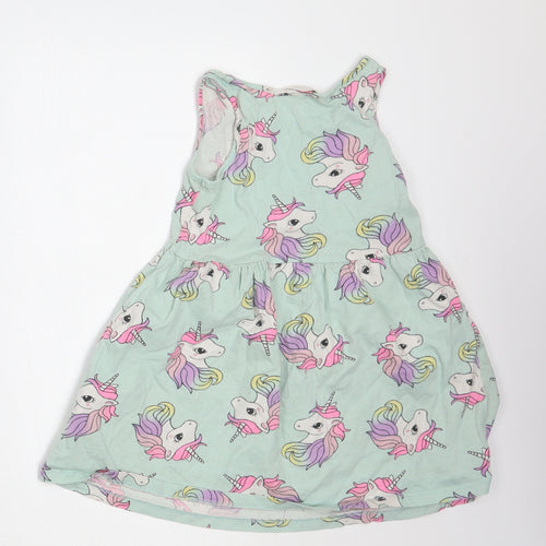 H&M Girls Green Animal Print  A-Line  Size 3 Years
