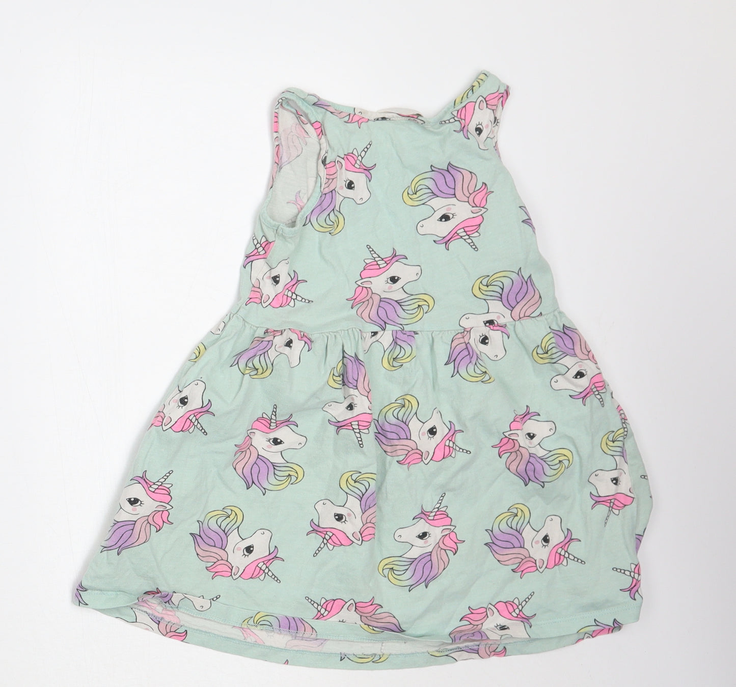 H&M Girls Green Animal Print  A-Line  Size 3 Years