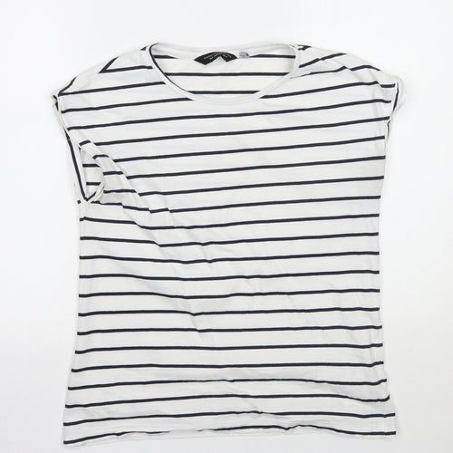 Dorothy Perkins Womens White Striped  Basic T-Shirt Size 12