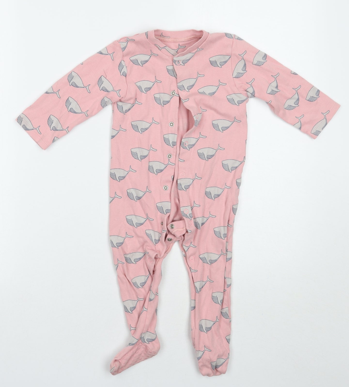 Marks and Spencer Girls Pink Animal Print  Babygrow One-Piece Size 12-18 Months