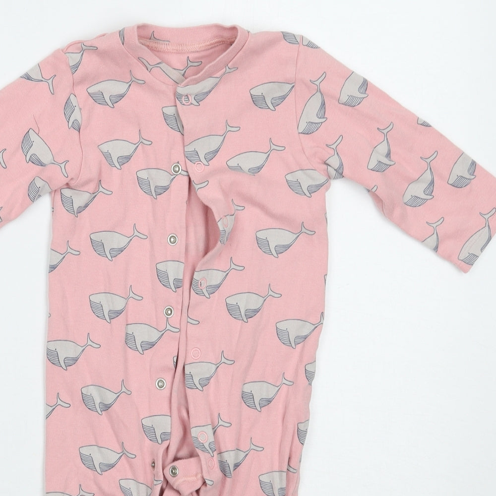 Marks and Spencer Girls Pink Animal Print  Babygrow One-Piece Size 12-18 Months