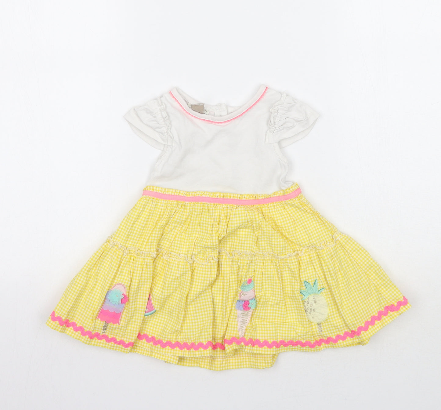Monsoon Girls White Check  A-Line  Size 6-9 Months