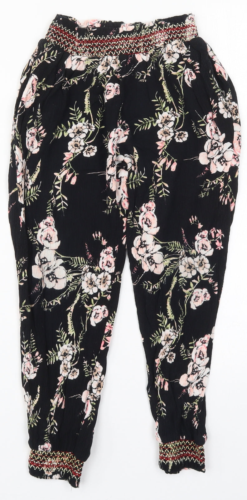 River Island Girls Black Floral  Bloomer Trousers Size 8 Years - Pink Flowers