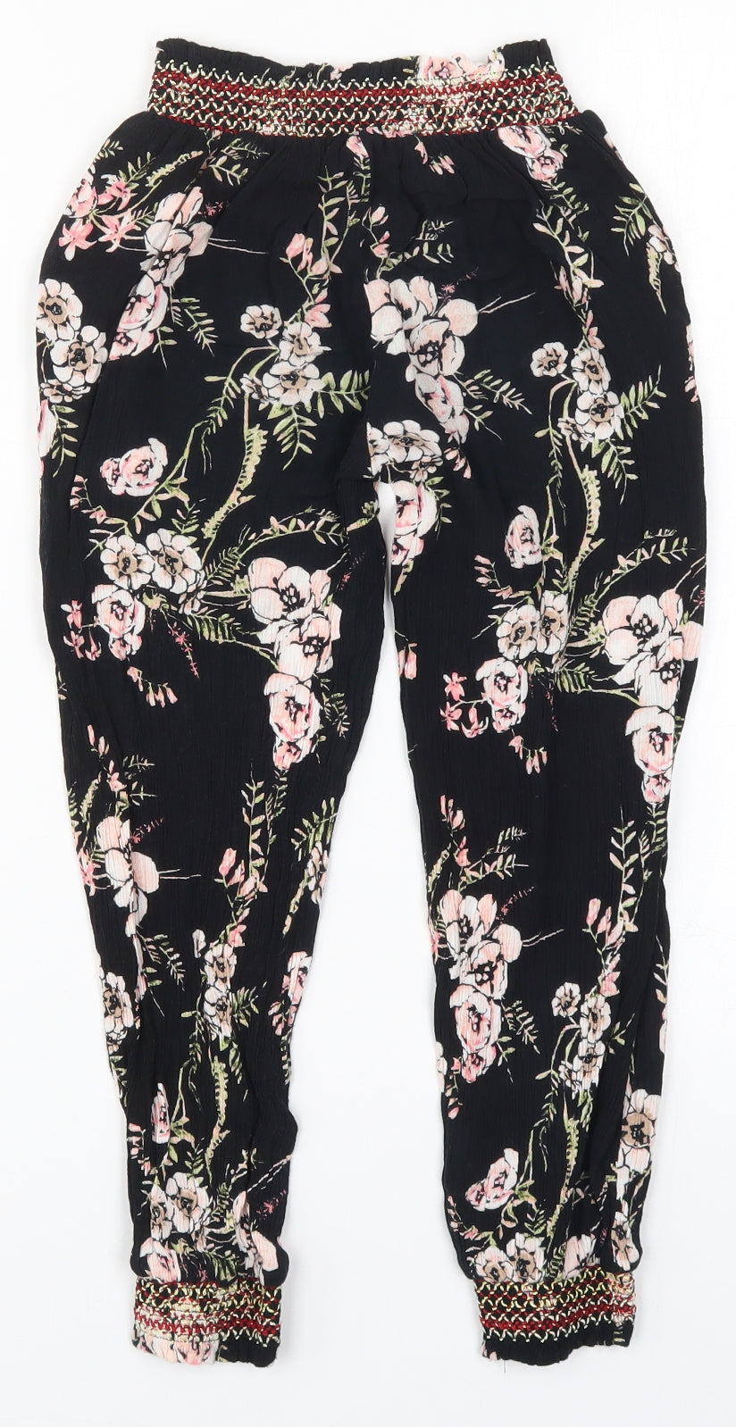 River Island Girls Black Floral  Bloomer Trousers Size 8 Years - Pink Flowers