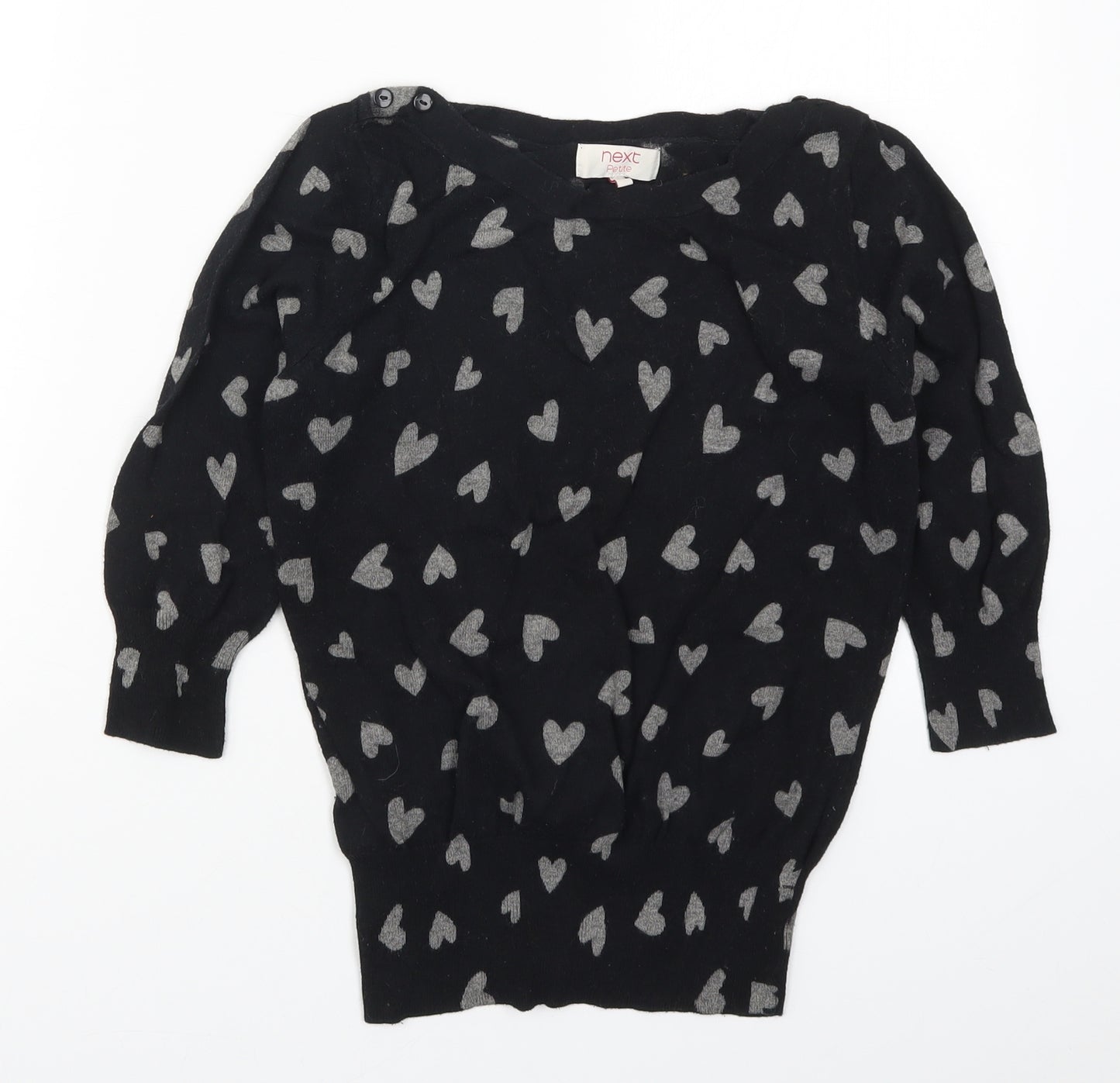 NEXT Womens Black  Knit Pullover Jumper Size 12  - Love Hearts
