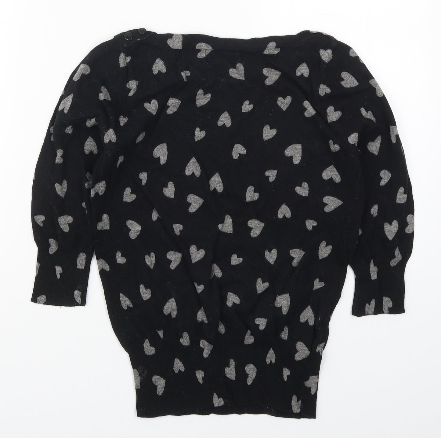 NEXT Womens Black  Knit Pullover Jumper Size 12  - Love Hearts