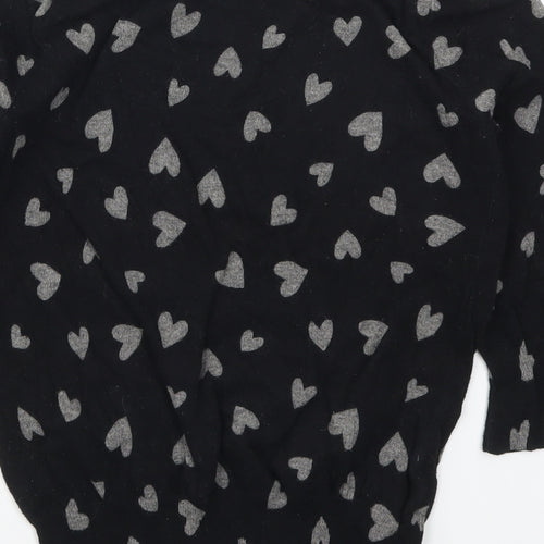 NEXT Womens Black  Knit Pullover Jumper Size 12  - Love Hearts