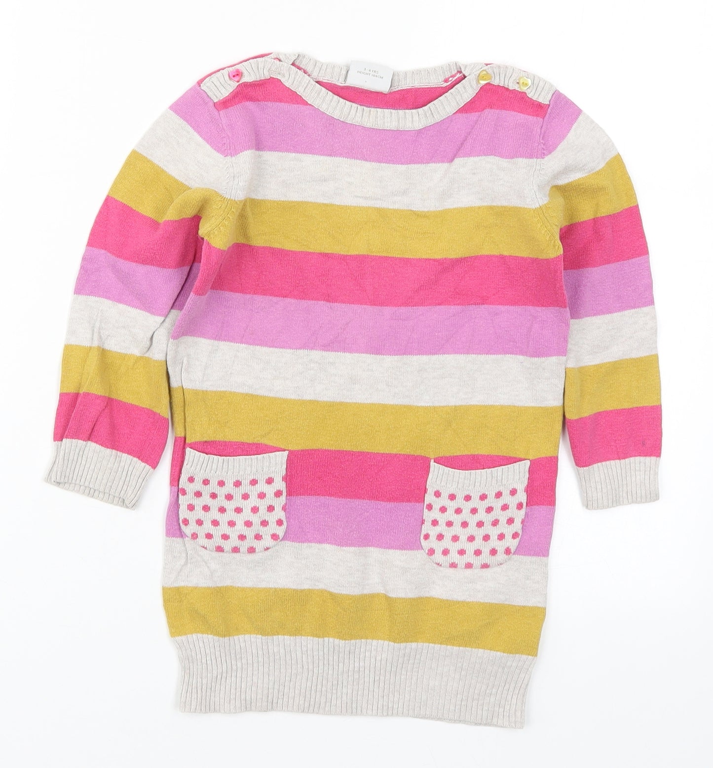 NEXT Girls Multicoloured Striped Knit Jumper Dress  Size 3-4 Years