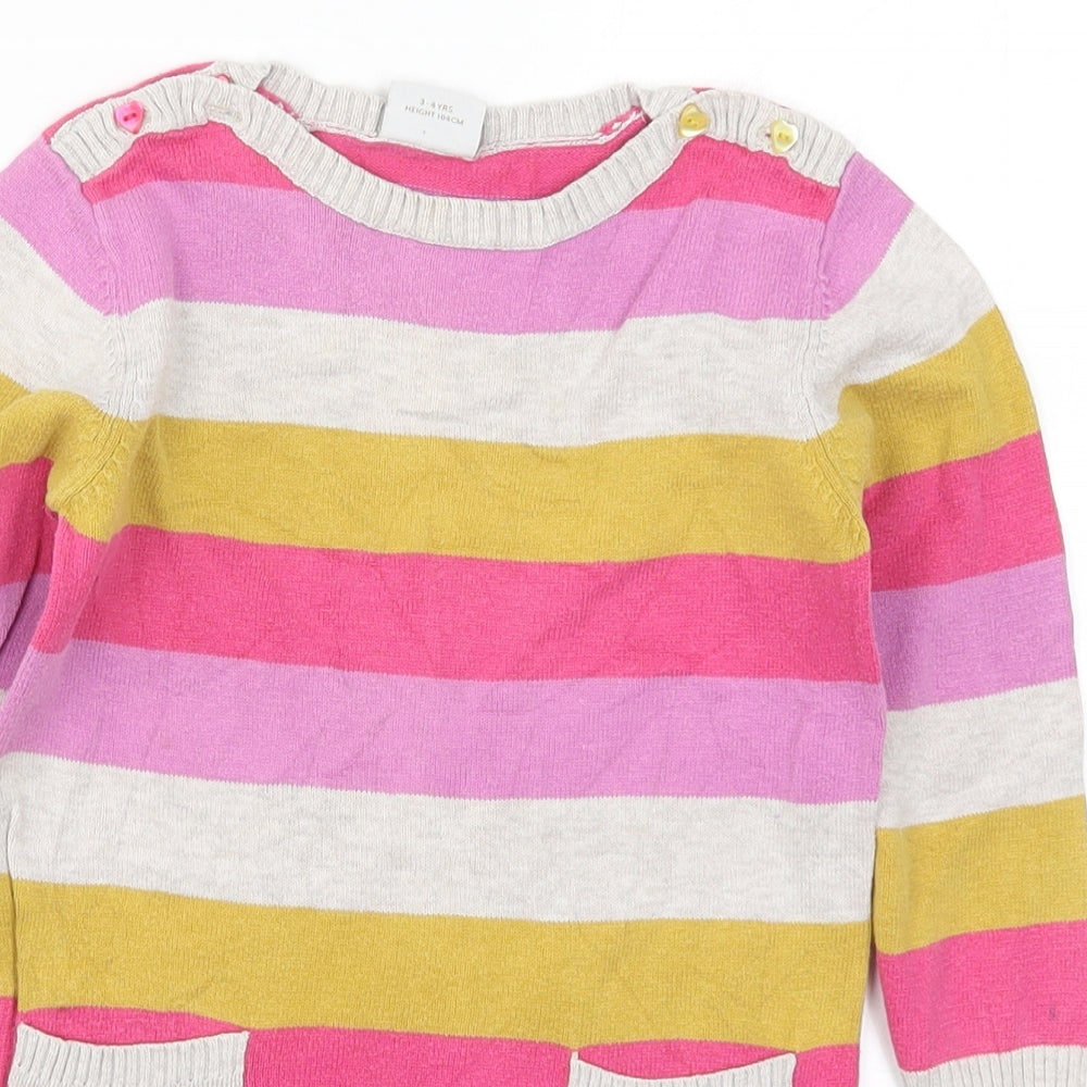 NEXT Girls Multicoloured Striped Knit Jumper Dress  Size 3-4 Years