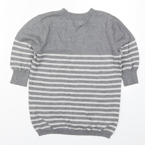 Atmosphere Womens Grey Striped Knit Pullover Jumper Size 8