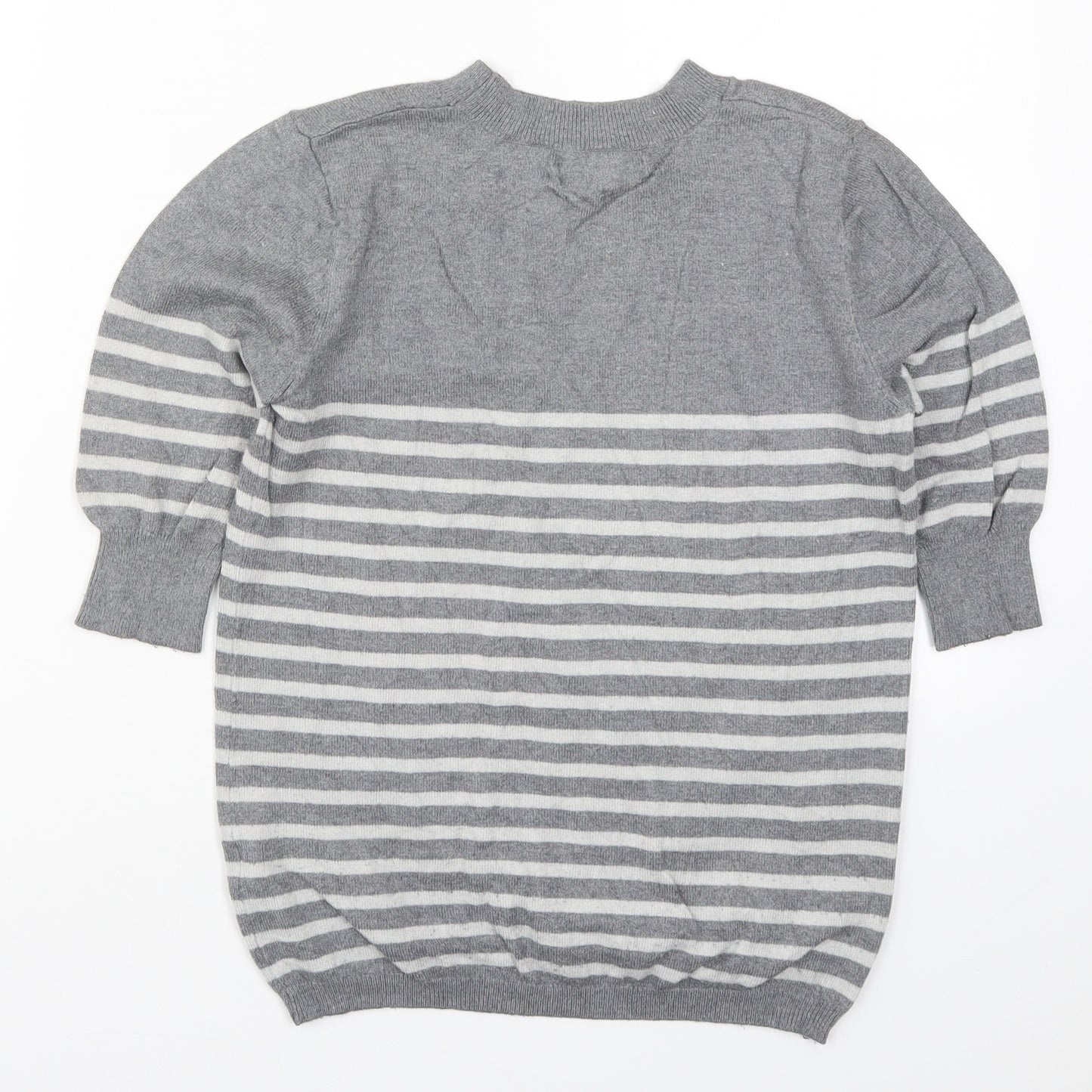 Atmosphere Womens Grey Striped Knit Pullover Jumper Size 8