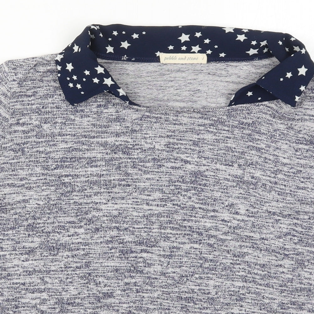 Pebble & Stone Womens Blue  Rayon Pullover Jumper Size S  - Stars