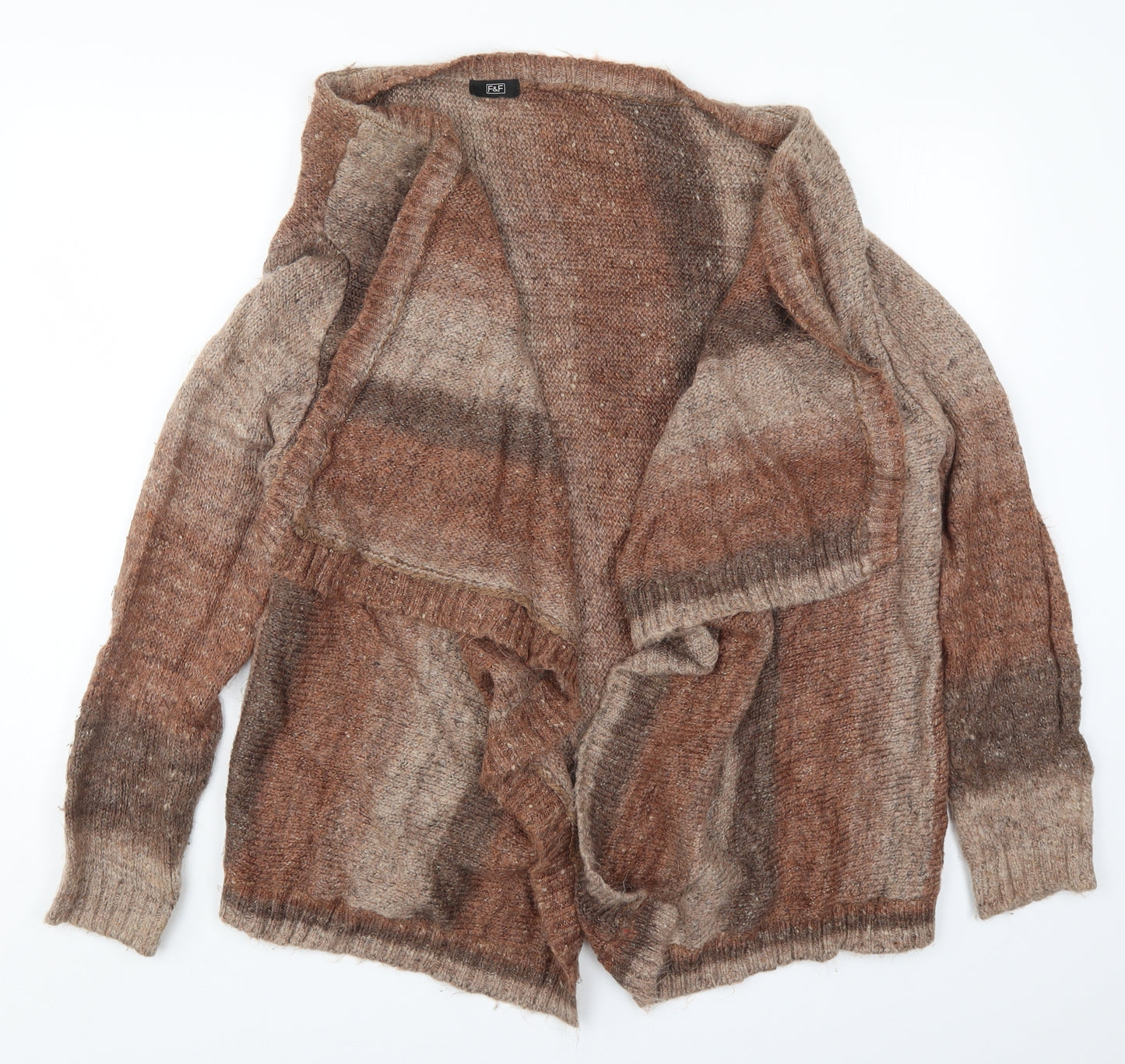 F&F Womens Brown Striped Knit Cardigan Jumper Size 22
