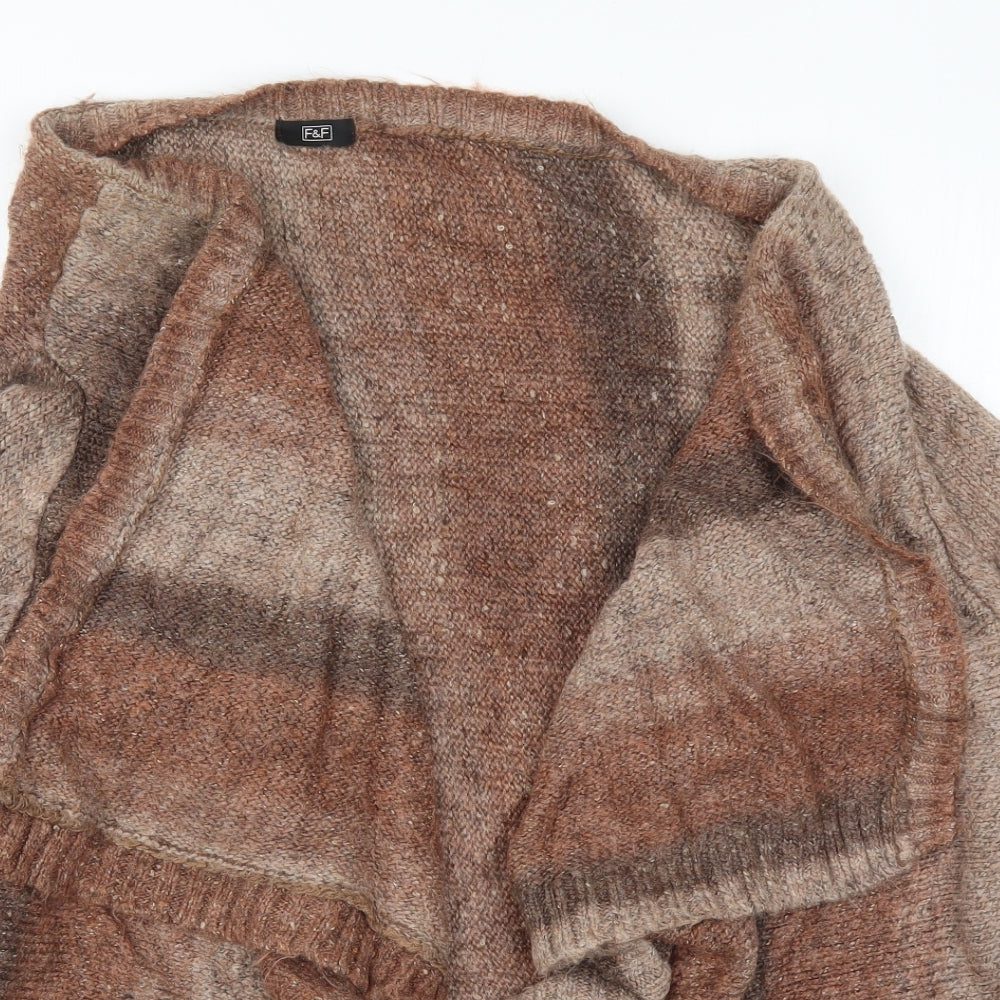 F&F Womens Brown Striped Knit Cardigan Jumper Size 22