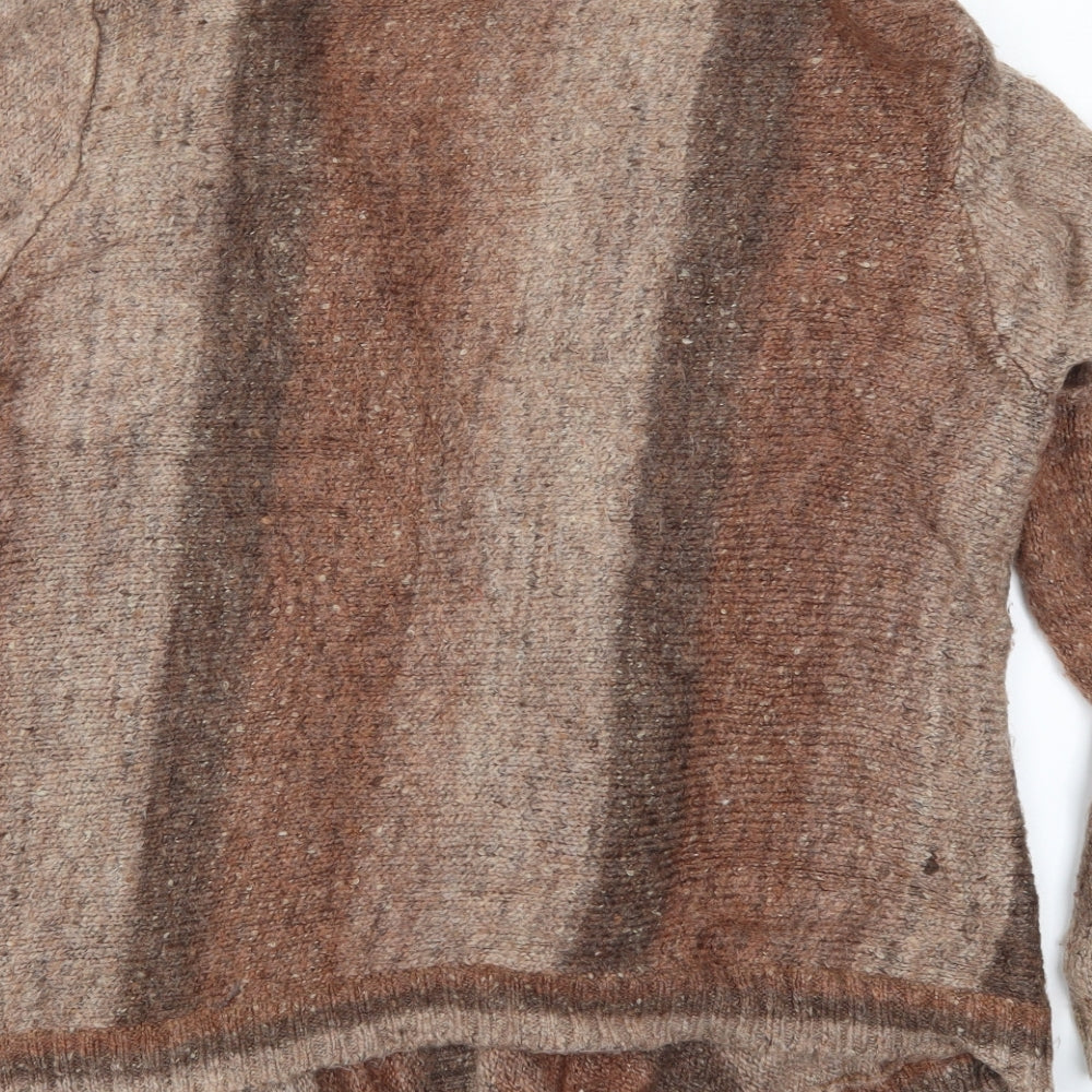 F&F Womens Brown Striped Knit Cardigan Jumper Size 22