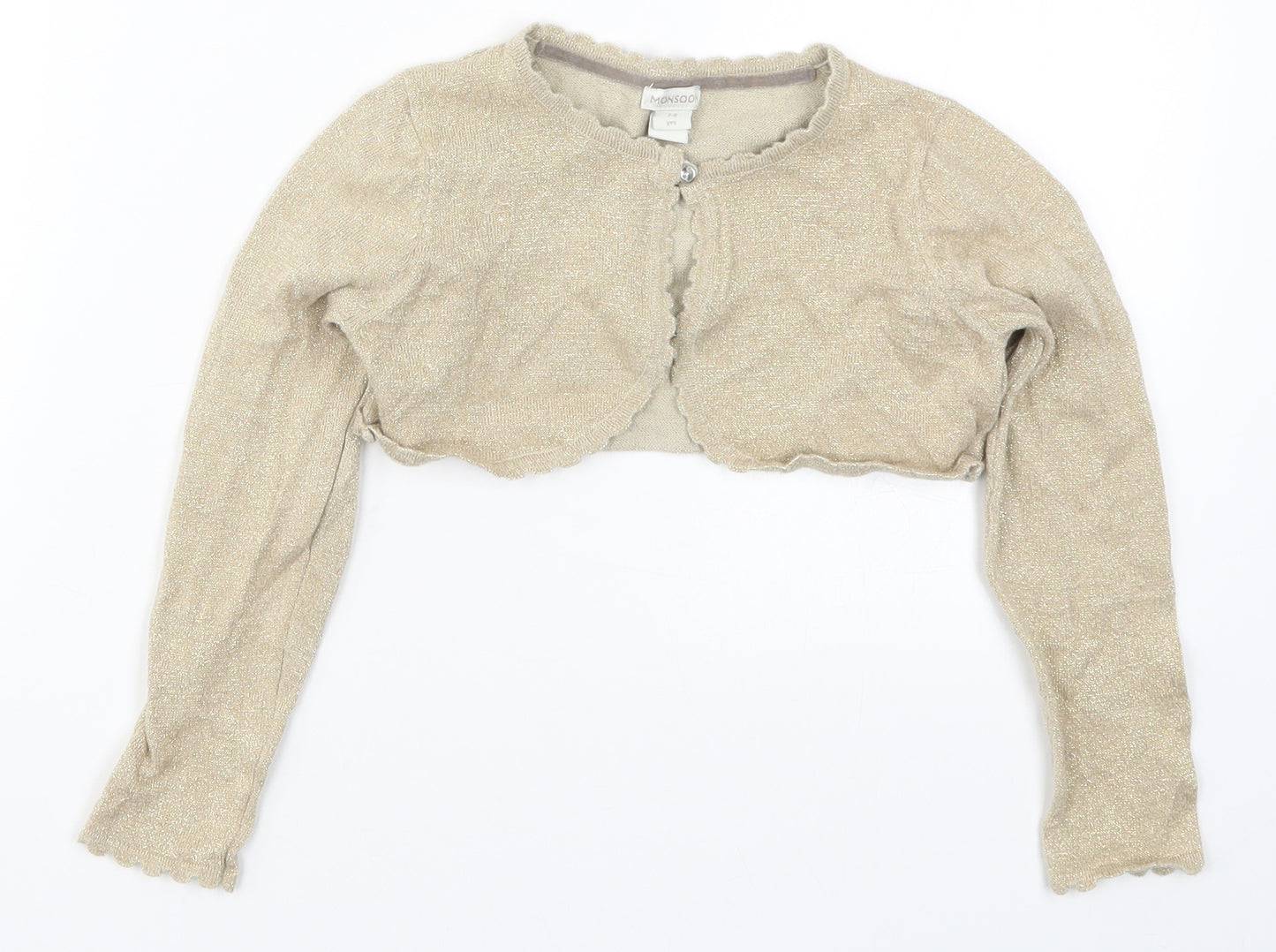 Monsoon Girls Gold  Knit Cardigan Jumper Size 7-8 Years
