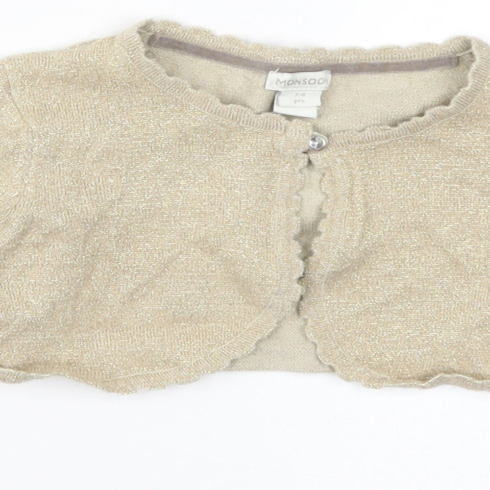 Monsoon Girls Gold  Knit Cardigan Jumper Size 7-8 Years