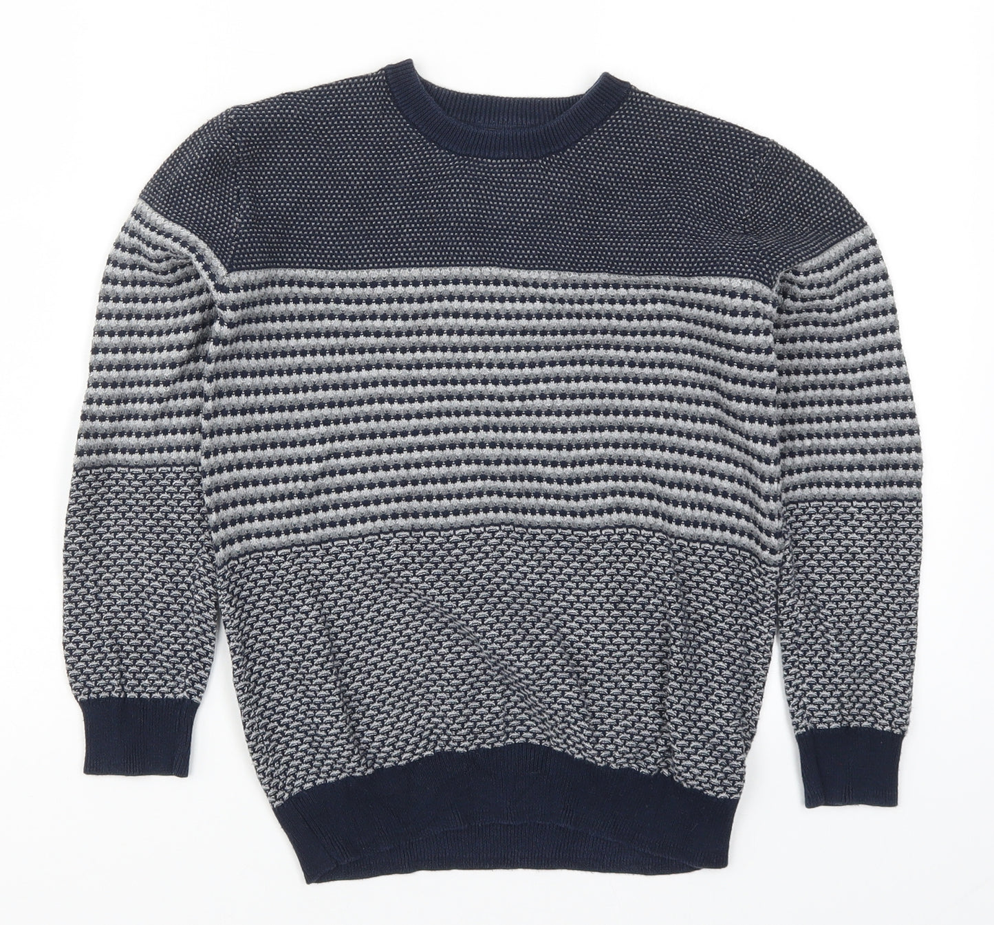 George Boys Blue Striped Knit Pullover Jumper Size 8-9 Years