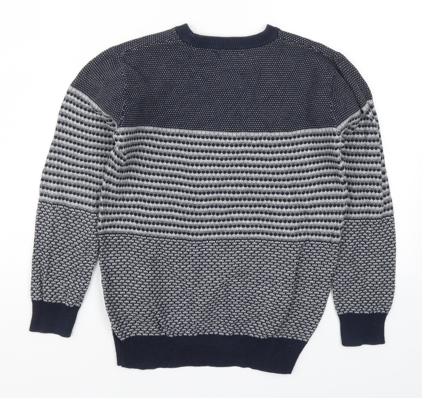 George Boys Blue Striped Knit Pullover Jumper Size 8-9 Years