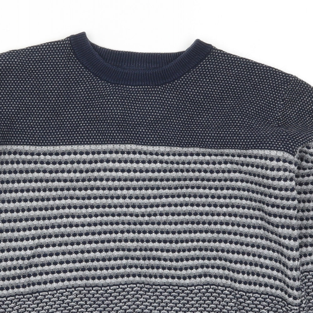 George Boys Blue Striped Knit Pullover Jumper Size 8-9 Years