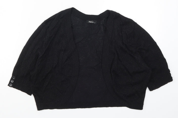 M&Co Womens Black Knit Cardigan Jumper Size M