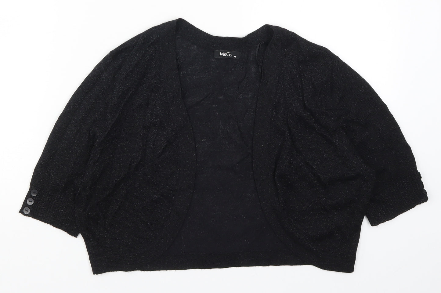M&Co Womens Black  Knit Cardigan Jumper Size M