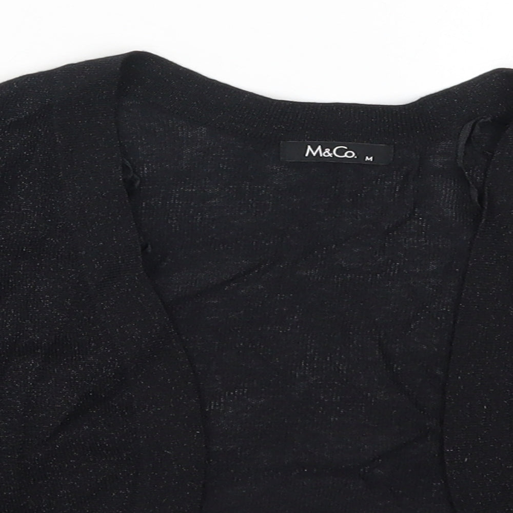 M&Co Womens Black  Knit Cardigan Jumper Size M