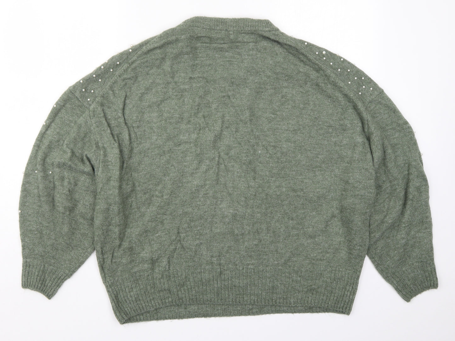 H&M Womens Green  Knit Pullover Jumper Size M