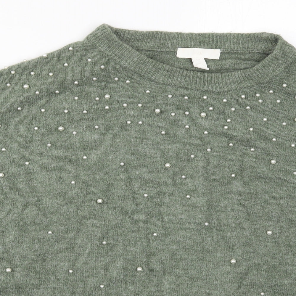 H&M Womens Green  Knit Pullover Jumper Size M