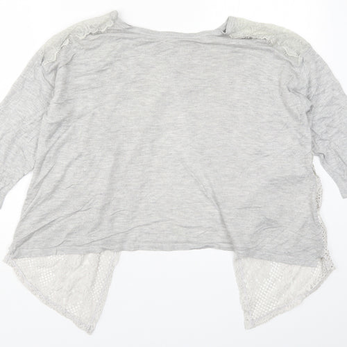 River Island Womens Grey  Lace Basic T-Shirt Size 10