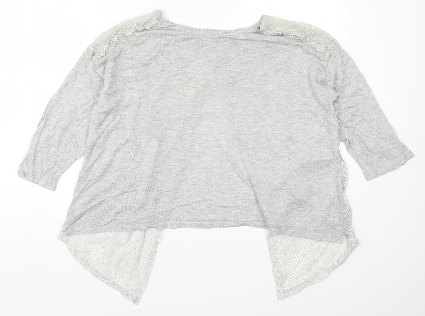 River Island Womens Grey  Lace Basic T-Shirt Size 10