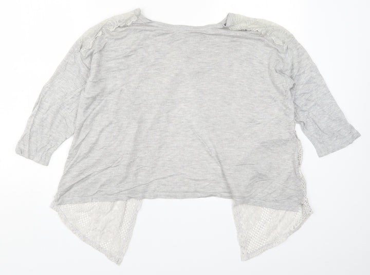 River Island Womens Grey  Lace Basic T-Shirt Size 10