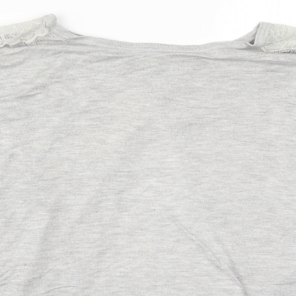 River Island Womens Grey  Lace Basic T-Shirt Size 10