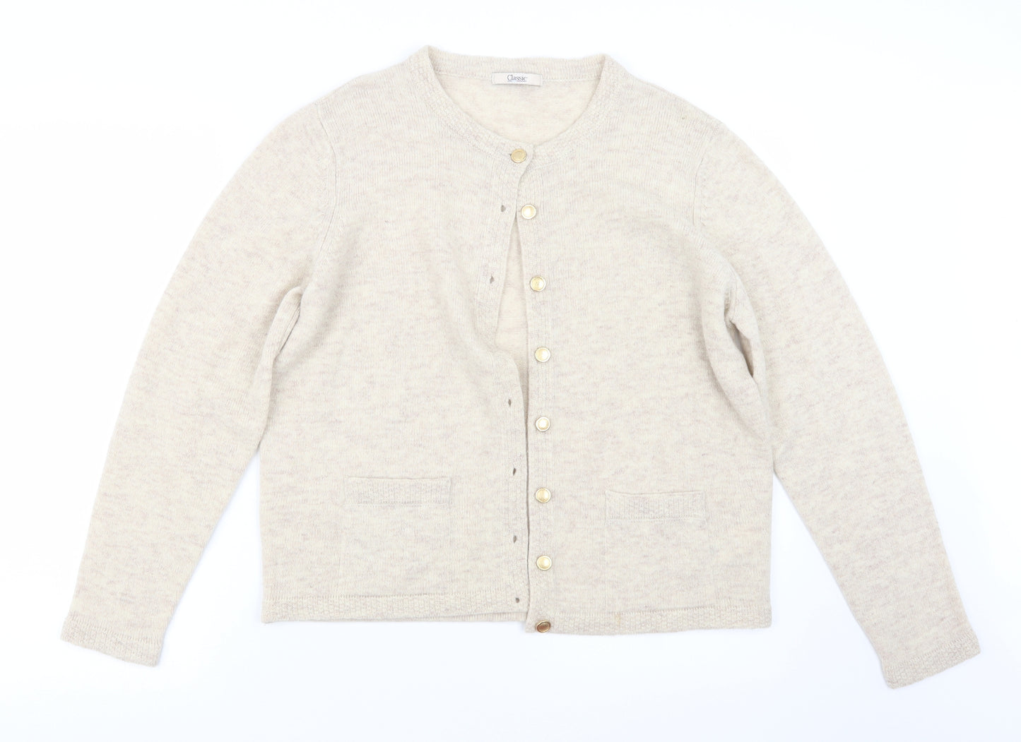 Marks and Spencer Womens Beige  Knit Cardigan Jumper Size 14