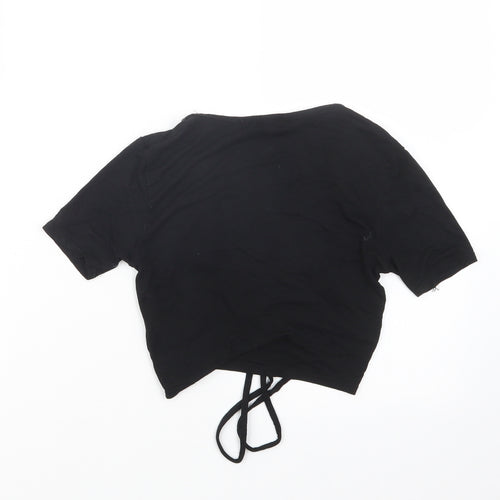 PRETTYLITTLETHING Womens Black   Cropped T-Shirt Size 4