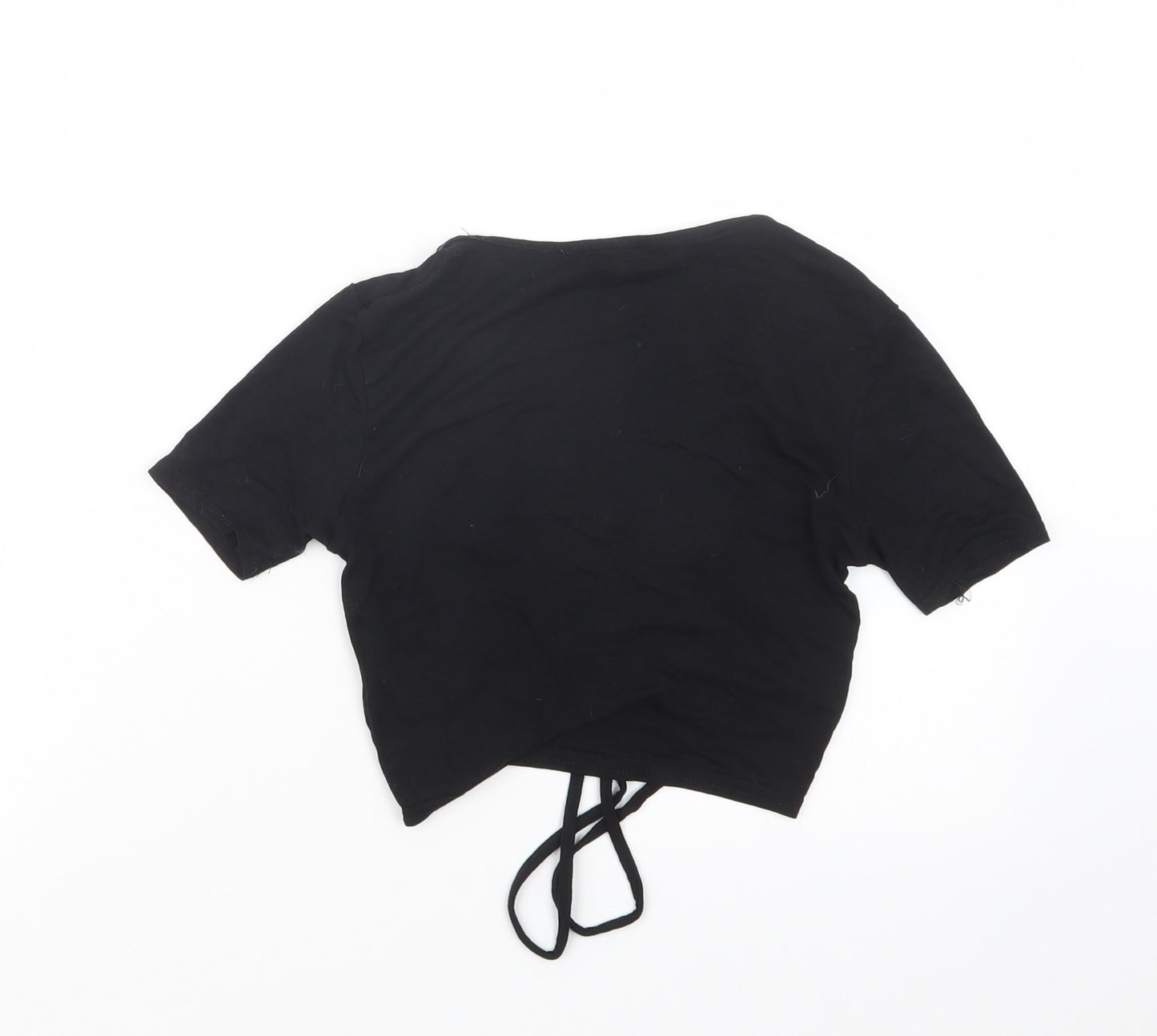 PRETTYLITTLETHING Womens Black   Cropped T-Shirt Size 4