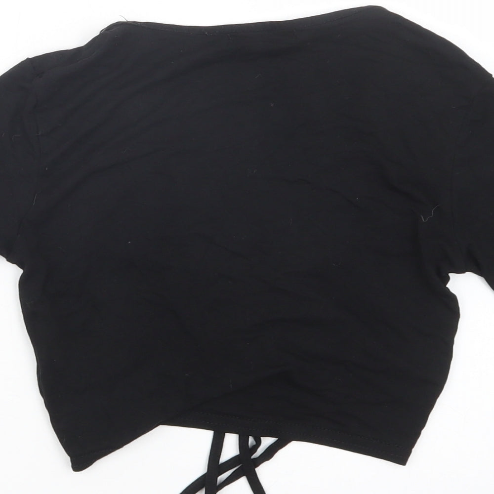 PRETTYLITTLETHING Womens Black   Cropped T-Shirt Size 4