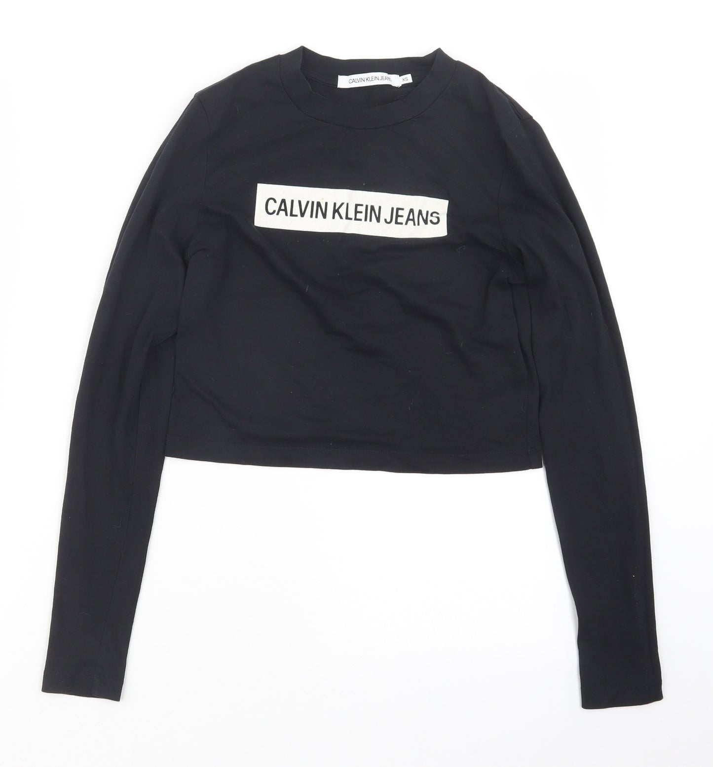 Calvin Klein Womens Black   Cropped T-Shirt Size XS