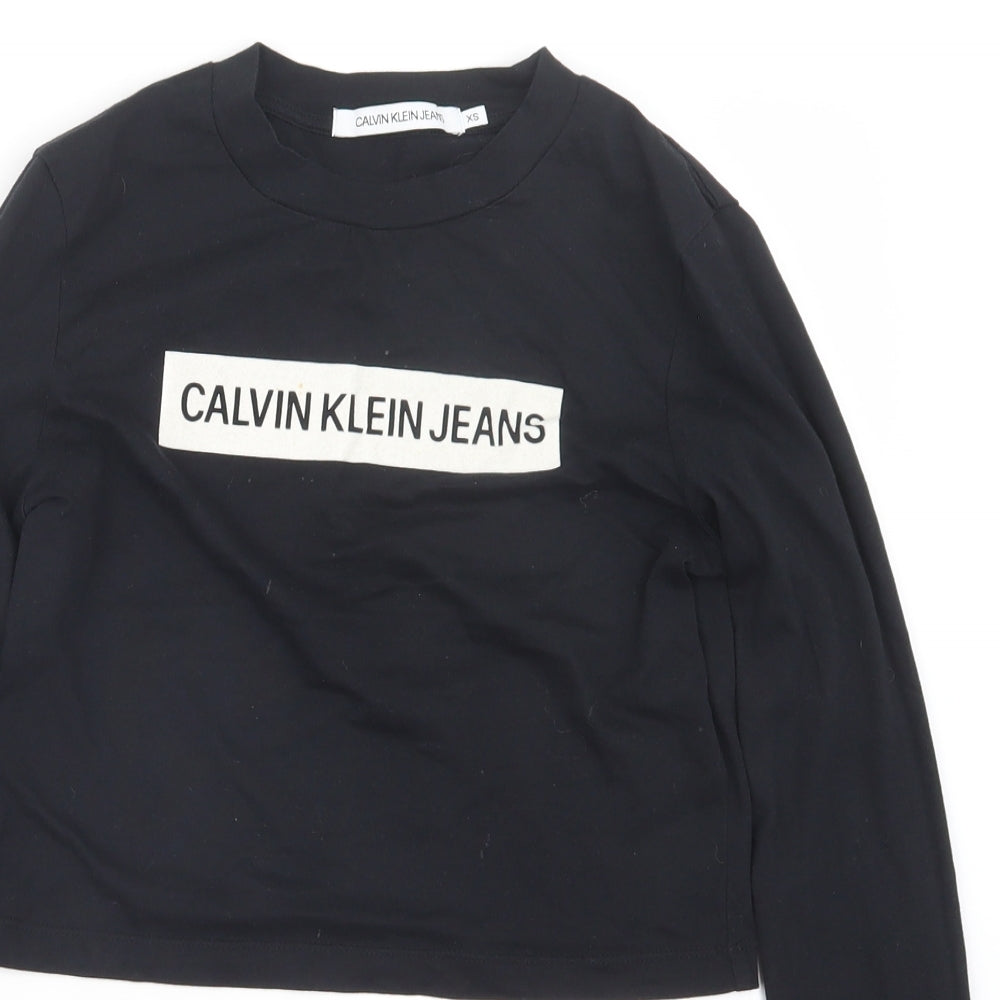 Calvin Klein Womens Black   Cropped T-Shirt Size XS