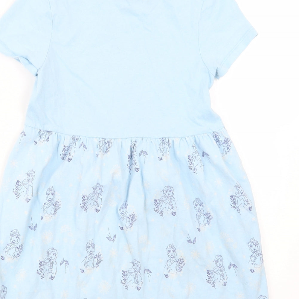 Marks and Spencer Girls Blue Geometric  T-Shirt Dress  Size 7-8 Years  - Frozen 2