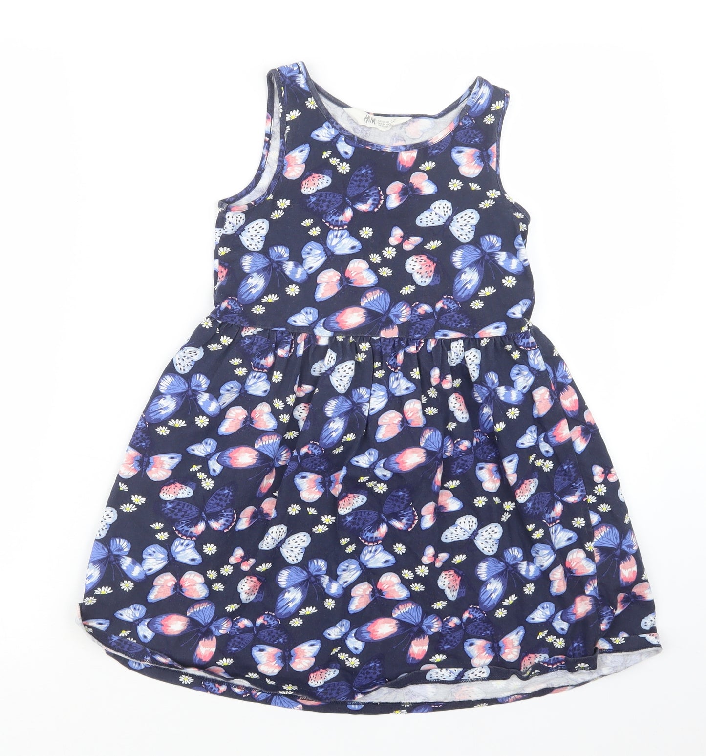 H&M Girls Blue Geometric  Tank Dress  Size 7-8 Years