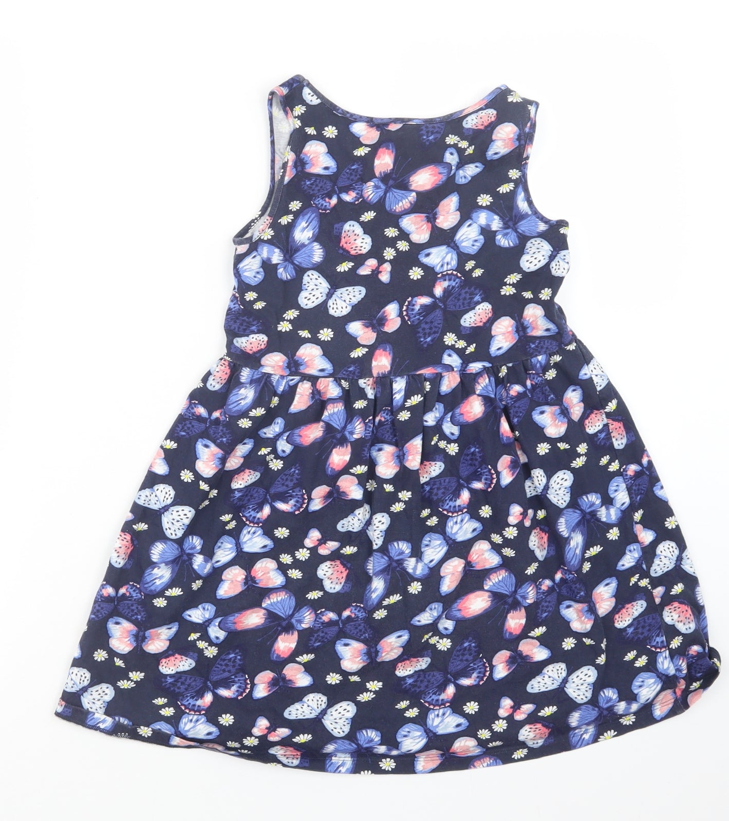 H&M Girls Blue Geometric  Tank Dress  Size 7-8 Years