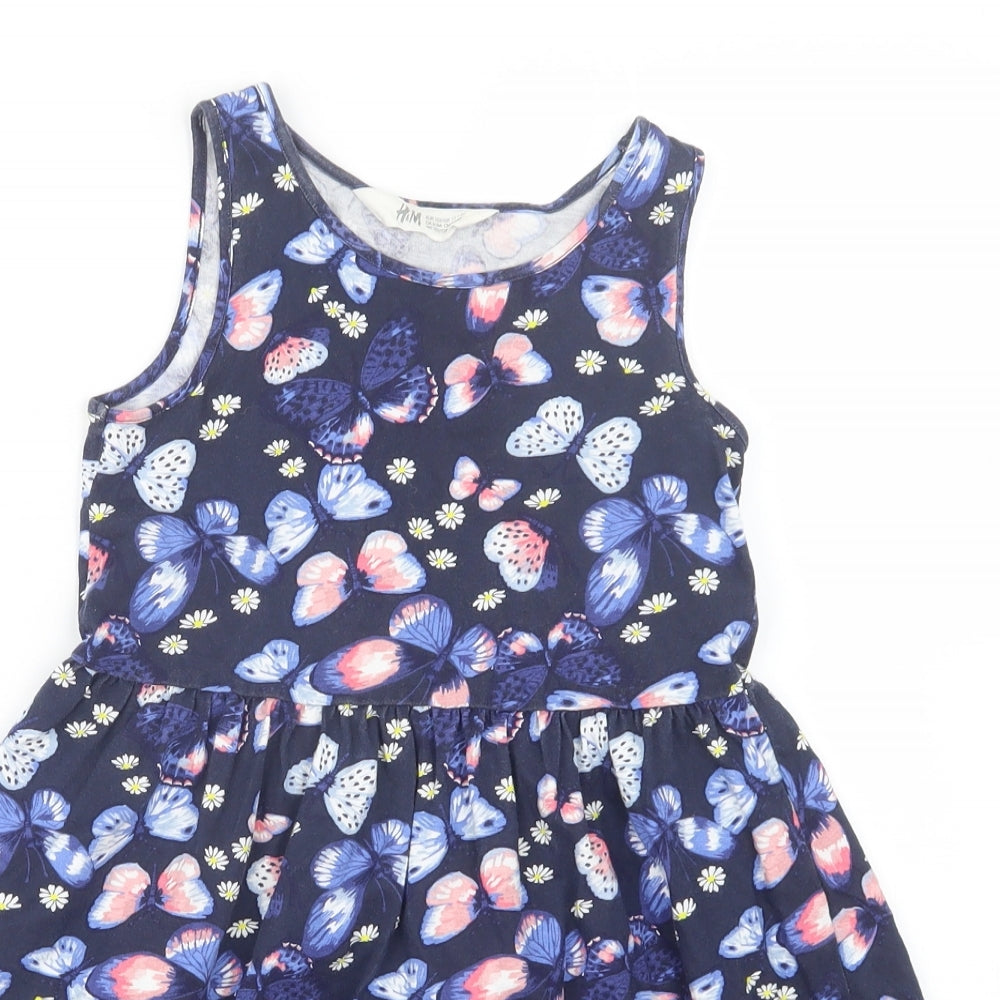 H&M Girls Blue Geometric  Tank Dress  Size 7-8 Years