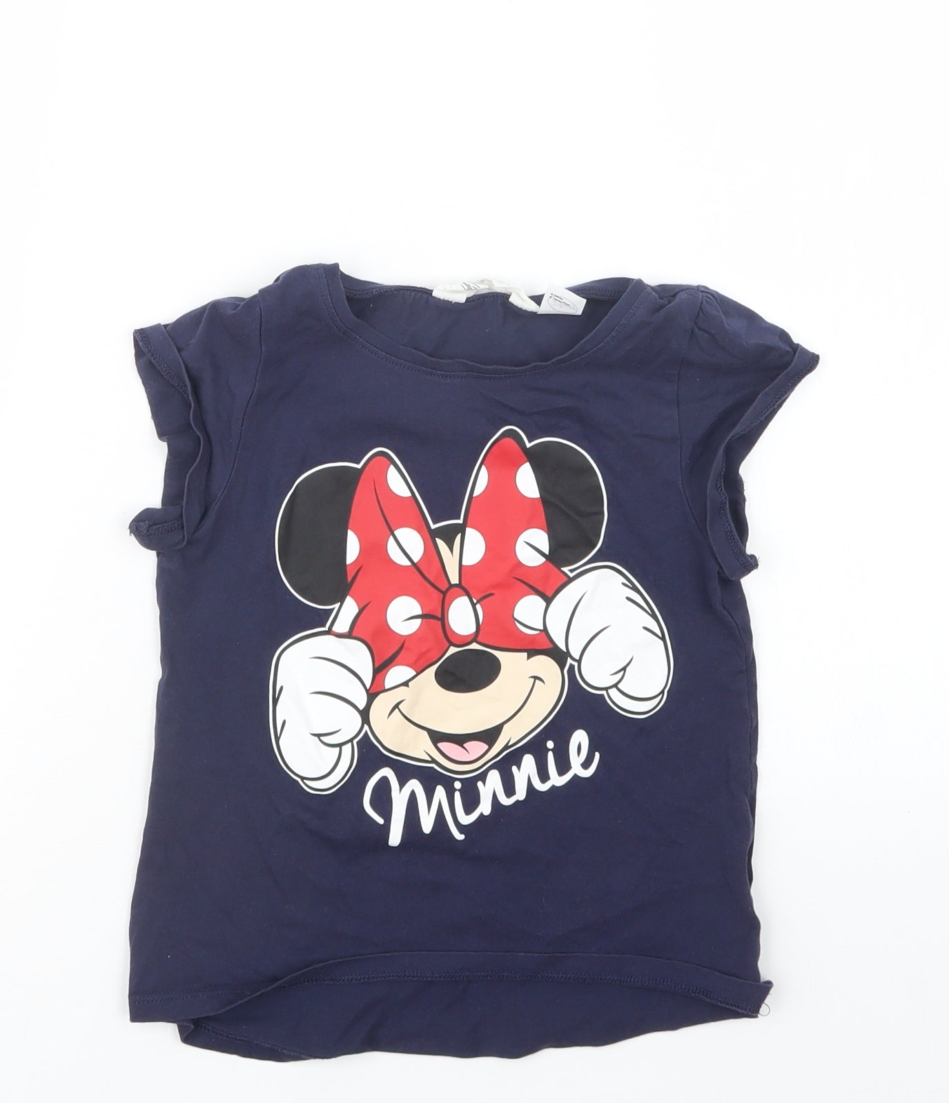 H&M Girls Blue   Basic T-Shirt Size 7-8 Years  - Minnie Mouse