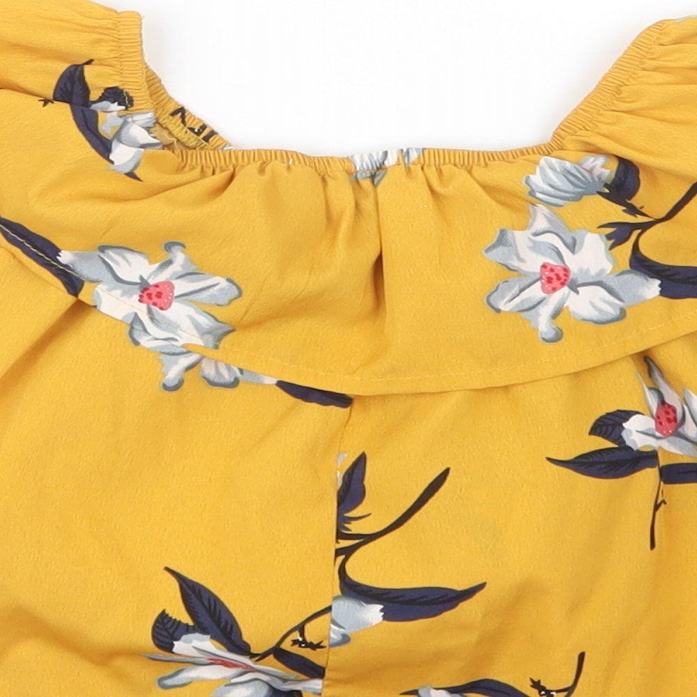 Primark Girls Yellow Floral  Basic T-Shirt Size 7-8 Years