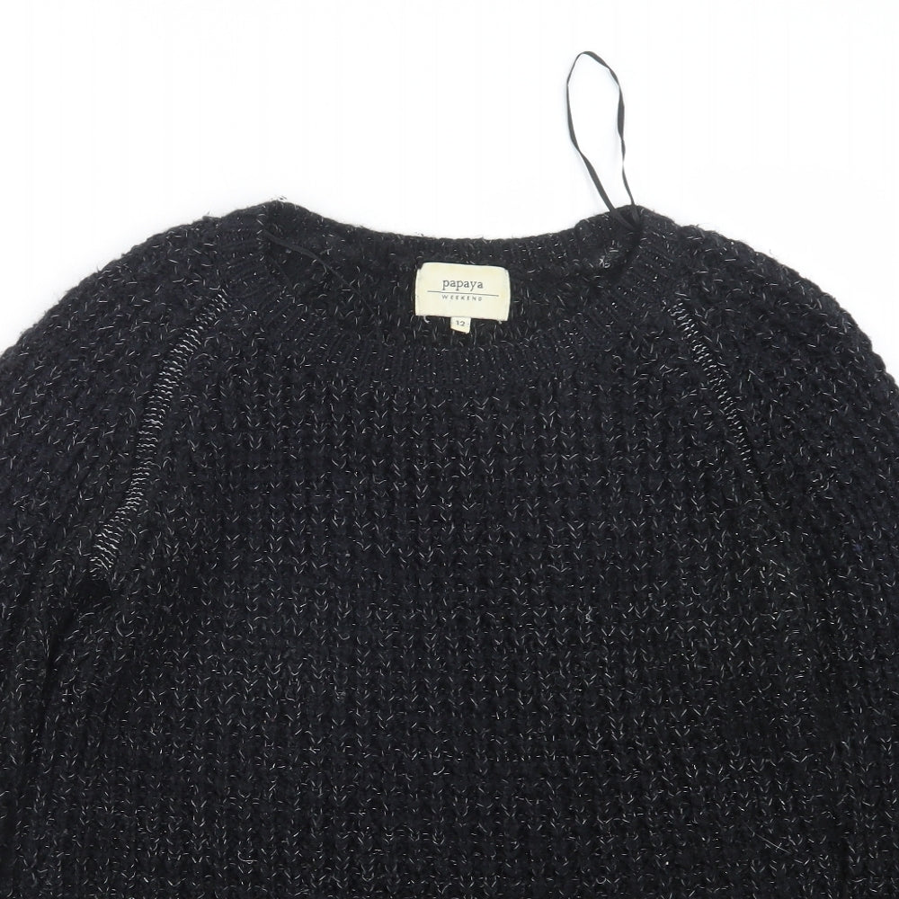 Papaya Womens Blue  Knit Pullover Jumper Size 12